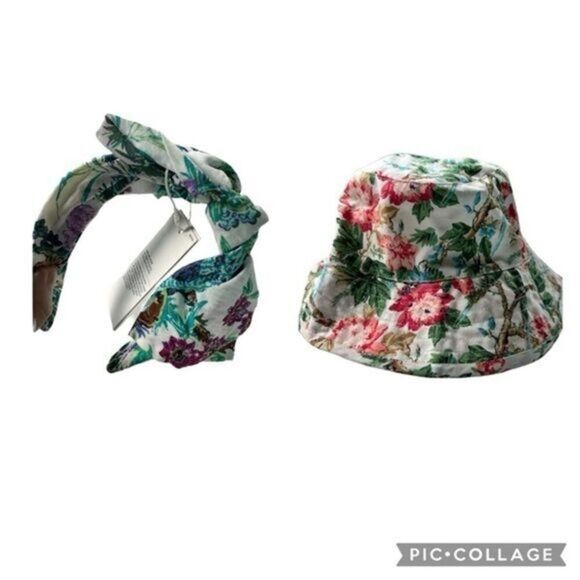NWT Janie and Jack Toddler/Girls Floral Bucket Hat and Headband - Size 2-3T - Picture 1 of 8